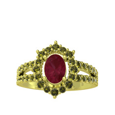 Lobelia Yüzük - Kök yakut ve peridot 18 ayar altın yüzük #zscth3