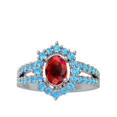 Lobelia Yüzük - Garnet ve akuamarin 925 ayar gümüş yüzük #zuey21