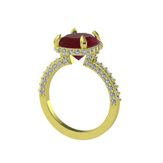 Kök yakut ve swarovski 14 ayar altın yüzük