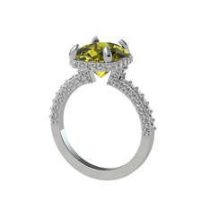 Peridot ve beyaz zirkon 925 ayar gümüş yüzük
