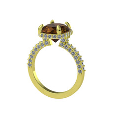 Eula Tektaş Yüzük - Dumanlı kuvars ve pırlanta 18 ayar altın yüzük (1.05 karat) #11epc6m
