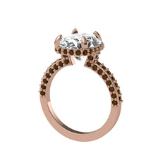 Eula Tektaş Yüzük - Swarovski ve dumanlı kuvars 8 ayar rose altın yüzük #11gkf65