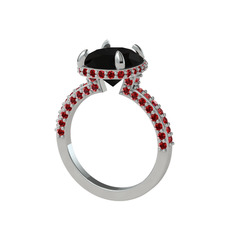 Eula Tektaş Yüzük - Siyah zirkon ve garnet 8 ayar beyaz altın yüzük #11tsqmx