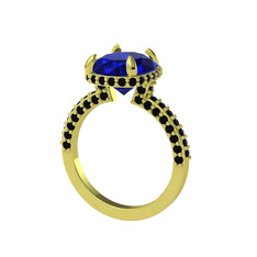 Eula Tektaş Yüzük - Lab safir ve siyah zirkon 8 ayar altın yüzük #12tevc9