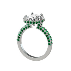 Swarovski ve yeşil kuvars 18 ayar beyaz altın yüzük