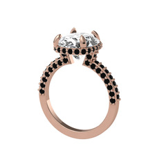 Eula Tektaş Yüzük - Swarovski ve siyah zirkon 925 ayar rose altın kaplama gümüş yüzük #14m0xfn