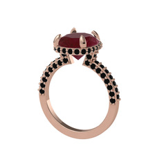 Eula Tektaş Yüzük - Kök yakut ve siyah zirkon 925 ayar rose altın kaplama gümüş yüzük #151jnfi