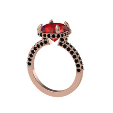 Eula Tektaş Yüzük - Garnet ve siyah zirkon 14 ayar rose altın yüzük #16yaf37