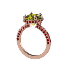 Peridot ve garnet 14 ayar rose altın yüzük