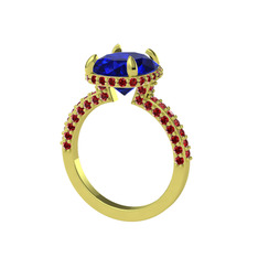 Eula Tektaş Yüzük - Lab safir ve garnet 14 ayar altın yüzük #1bgvjp7