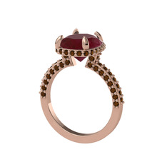 Eula Tektaş Yüzük - Kök yakut ve dumanlı kuvars 18 ayar rose altın yüzük #1c38jb