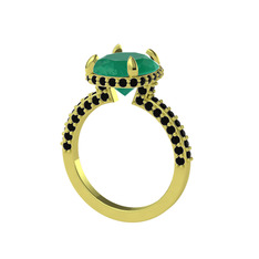 Eula Tektaş Yüzük - Kök zümrüt ve siyah zirkon 925 ayar altın kaplama gümüş yüzük #1d1jdvw