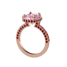 Pembe kuvars ve garnet 8 ayar rose altın yüzük