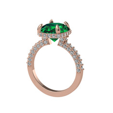 Yeşil kuvars ve swarovski 18 ayar rose altın yüzük