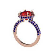 Garnet ve lab safir 14 ayar rose altın yüzük