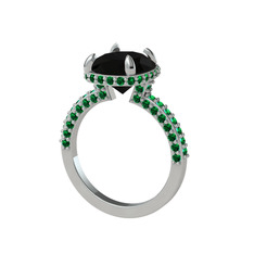 Eula Tektaş Yüzük - Siyah zirkon ve yeşil kuvars 8 ayar beyaz altın yüzük #1g448k2