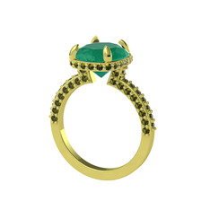 Eula Tektaş Yüzük - Kök zümrüt ve peridot 14 ayar altın yüzük #1gkdf3e