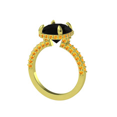 Eula Tektaş Yüzük - Siyah zirkon ve sitrin 8 ayar altın yüzük #1gtldxh
