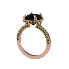 Siyah zirkon ve peridot 8 ayar rose altın yüzük
