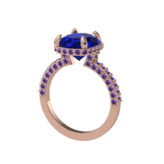 Eula Tektaş Yüzük - Lab safir ve ametist 14 ayar rose altın yüzük #1ji6rzh