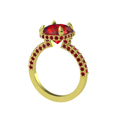 Eula Tektaş Yüzük - Garnet 14 ayar altın yüzük #1k52hj2