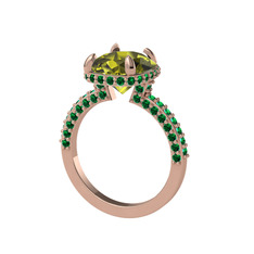 Eula Tektaş Yüzük - Peridot ve yeşil kuvars 925 ayar rose altın kaplama gümüş yüzük #1kebcfv