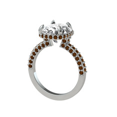 Eula Tektaş Yüzük - Beyaz zirkon ve dumanlı kuvars 8 ayar beyaz altın yüzük #1mut39m