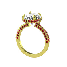 Swarovski ve garnet 18 ayar altın yüzük
