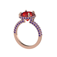 Eula Tektaş Yüzük - Garnet ve ametist 18 ayar rose altın yüzük #1nxdxat