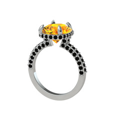 Sitrin ve siyah zirkon 925 ayar gümüş yüzük