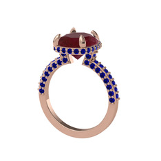 Eula Tektaş Yüzük - Kök yakut ve lab safir 925 ayar rose altın kaplama gümüş yüzük #1p2fprl