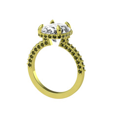 Eula Tektaş Yüzük - Swarovski ve peridot 14 ayar altın yüzük #1p86fft