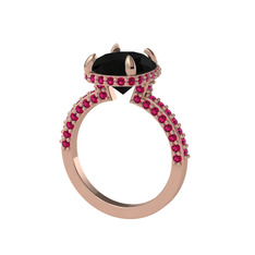 Siyah zirkon ve rodolit garnet 14 ayar rose altın yüzük