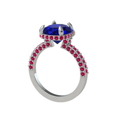 Lab safir ve rodolit garnet 18 ayar beyaz altın yüzük