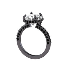 Swarovski ve siyah zirkon 925 ayar siyah rodyum kaplama gümüş yüzük