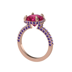 Rodolit garnet ve ametist 8 ayar rose altın yüzük