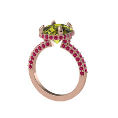 Peridot ve rodolit garnet 14 ayar rose altın yüzük