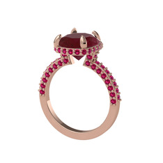 Kök yakut ve rodolit garnet 14 ayar rose altın yüzük