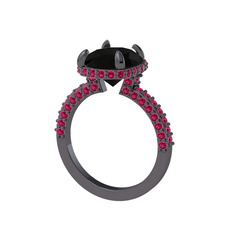 Siyah zirkon ve rodolit garnet 925 ayar siyah rodyum kaplama gümüş yüzük