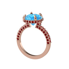 Eula Tektaş Yüzük - Akuamarin ve garnet 18 ayar rose altın yüzük #1vioqca