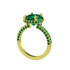 Eula Tektaş Yüzük - Yeşil kuvars 14 ayar altın yüzük #1vws1p2