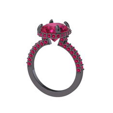 Rodolit garnet 925 ayar siyah rodyum kaplama gümüş yüzük