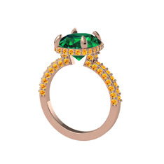 Eula Tektaş Yüzük - Yeşil kuvars ve sitrin 8 ayar rose altın yüzük #1yigd21