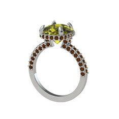 Eula Tektaş Yüzük - Peridot ve dumanlı kuvars 925 ayar gümüş yüzük #1ylx1ia