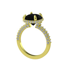 Siyah zirkon ve swarovski 18 ayar altın yüzük