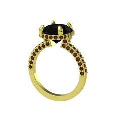 Eula Tektaş Yüzük - Siyah zirkon ve dumanlı kuvars 8 ayar altın yüzük #24bokt
