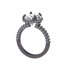 Eula Tektaş Yüzük - Swarovski ve pırlanta 925 ayar siyah rodyum kaplama gümüş yüzük (1.05 karat) #43gpwj