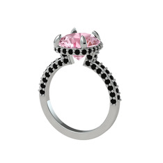 Eula Tektaş Yüzük - Pembe kuvars ve siyah zirkon 925 ayar gümüş yüzük #5uhnoc