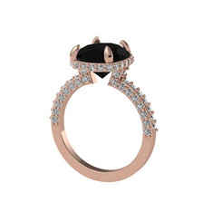 Siyah zirkon ve swarovski 18 ayar rose altın yüzük