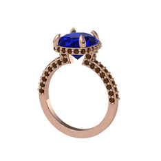 Eula Tektaş Yüzük - Lab safir ve dumanlı kuvars 925 ayar rose altın kaplama gümüş yüzük #7eb7q7